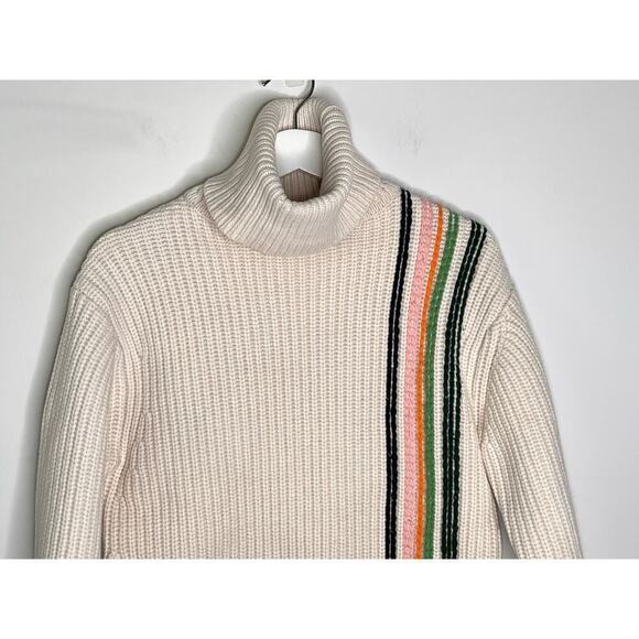 Tory Sport Merino Wool Long Sleeve Turtleneck Tunic Sweater Beige Women's Size S - Picture 3 of 8